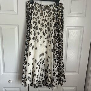 Talbots Womens Leopard Animal Print Chiffon Midi Skirt Sz 12 Career Corpcore